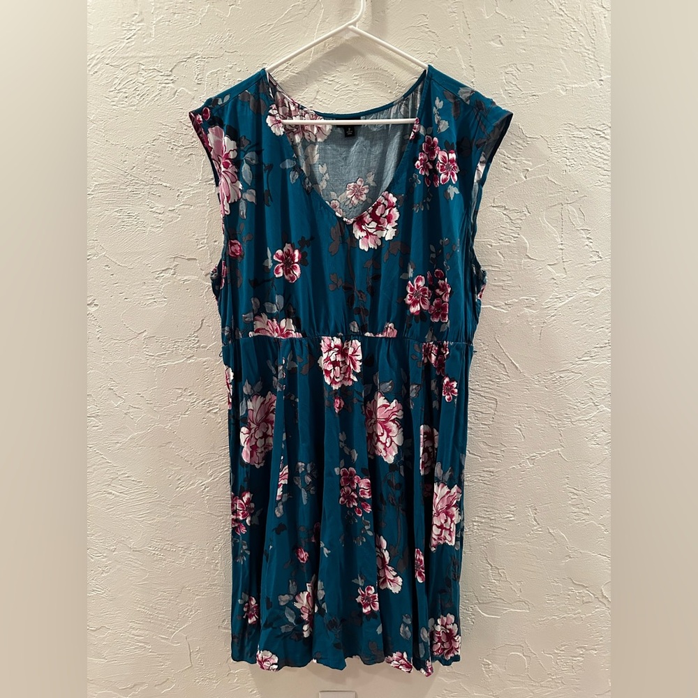 torrid Teal Floral V-Neck Dress